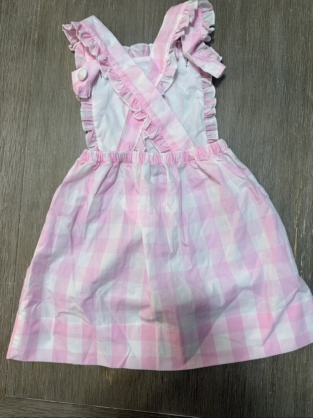Pink Gingham Apple Applique Girls' Casual Dress - Kids